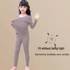 Girls' Fleece-Lined Thermal Underwear Set for Fall and Winter