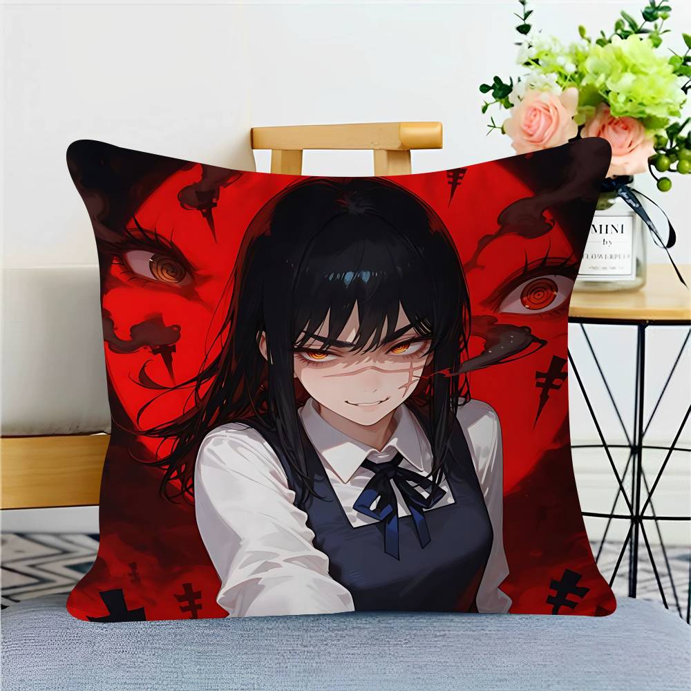 Chainsaw-Man Mitaka Asa Decorative Room Aesthetics Pillow Case Home Decor Bedroom Sofa Bed Couch Pillow Cover 45x45