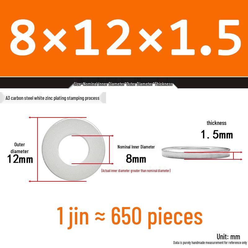 Extra Thick Galvanized Iron Flat Washer, Round, M3-M62