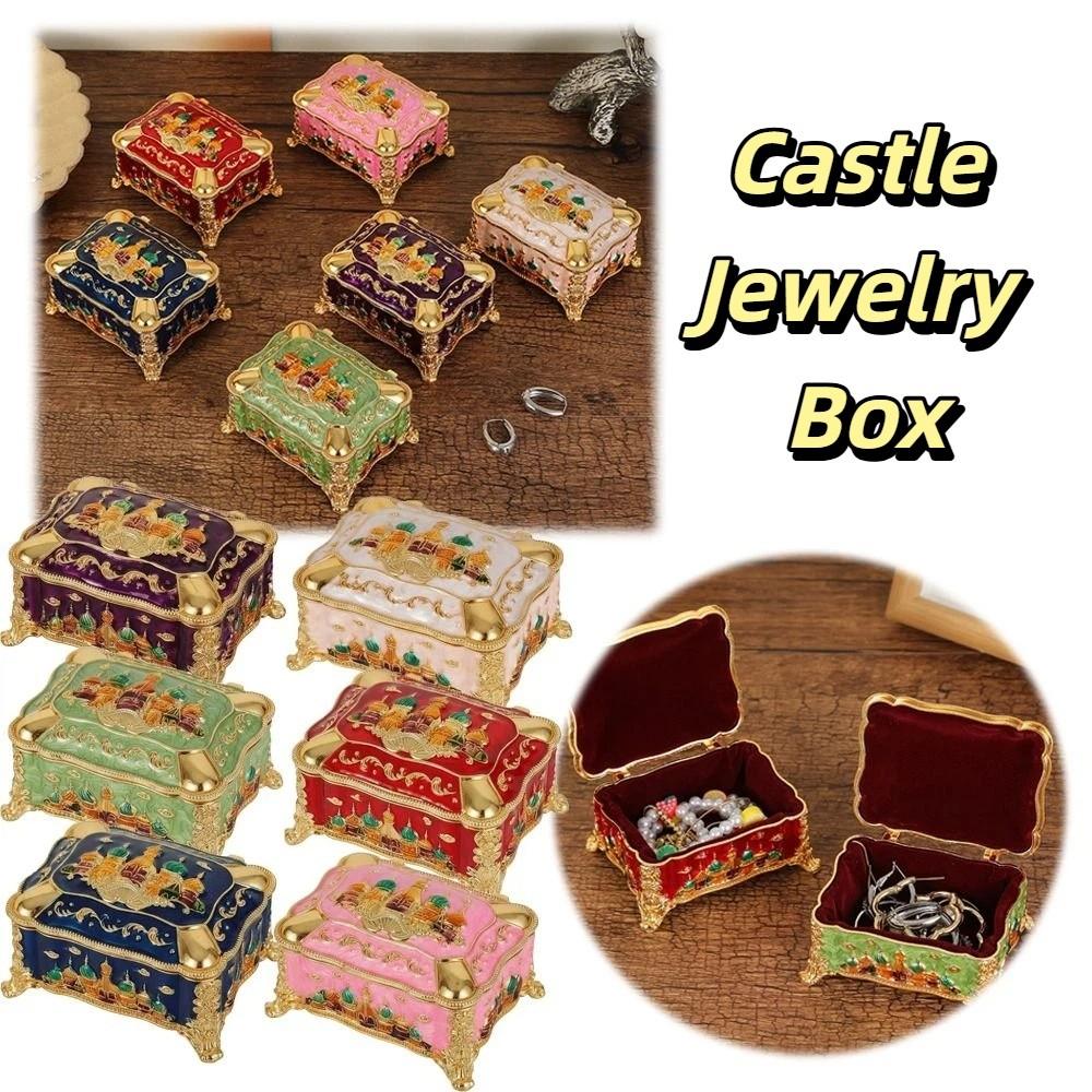 Mini Portable Jewelry Storage Box Enamel Zinc Zinc Alloy Dresser Display Ring Storage Jar  Wedding Gifts
