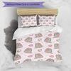 3pcs Pusheeen Design Cover Set - HD Printed Bedding with 1 Cover and 2 Pillowcases - Perfect for Home and Dorm Decor