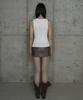 Etosome Front Zipper Belt Leather Skirt Pants (Moca)