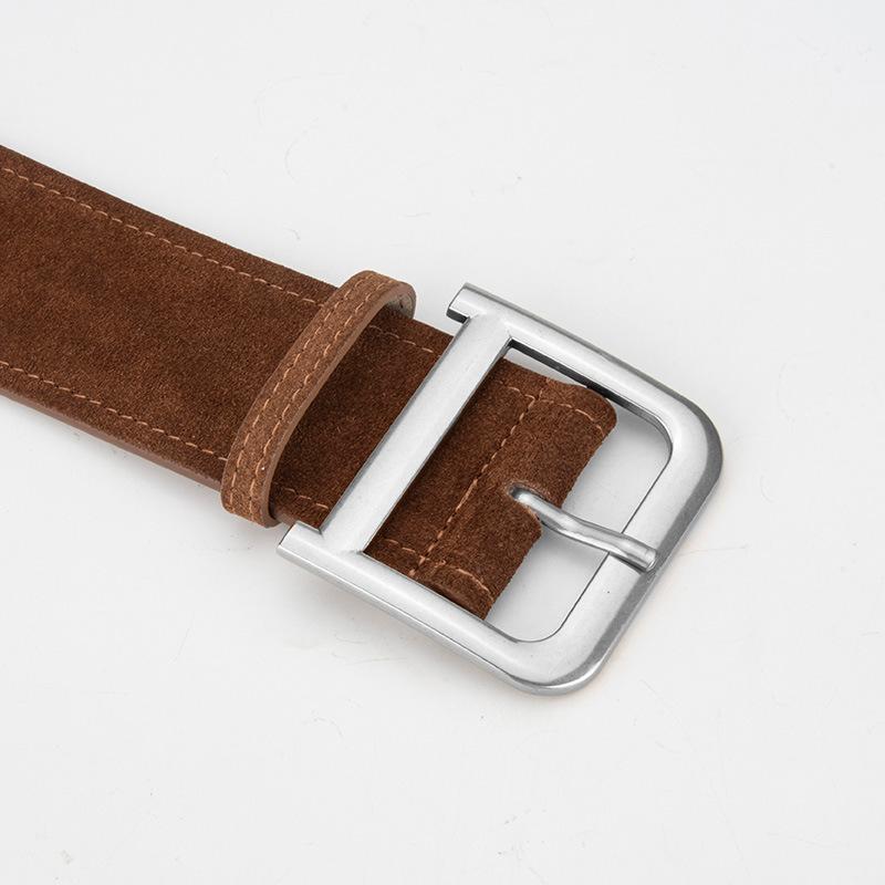 Frosted Reverse Velvet Women's Belt Alloy D-buckle Versatile Jeans Skirt High-end Genuine Leather Belt for Women