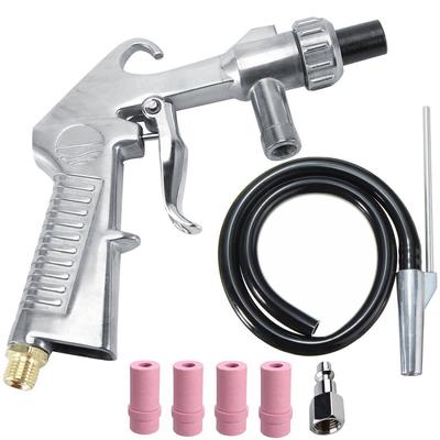 Air Siphon Feed Sandblaster Kit Gun Nozzle Rust Removal Abrasive with 4 Ceramic Nozzle Tips for Sandblasting Cabin