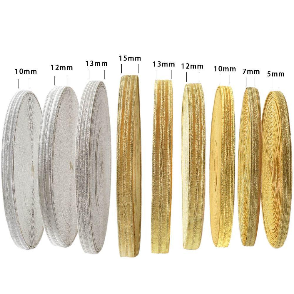 Wire Edge Stitched Edge Ribbon Golden Gold Braid Webbing Grosgrain Ribbon  Uniform Trim