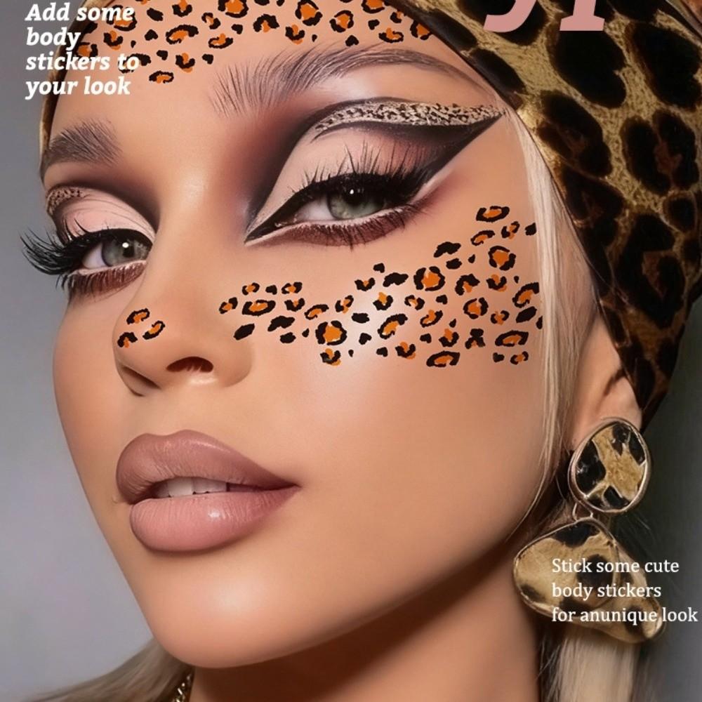 10 ks Dočasných tetování na jedno použití Falešné nálepky na body art Cool tetovací nálepky s leopardím vzorem Cosplay