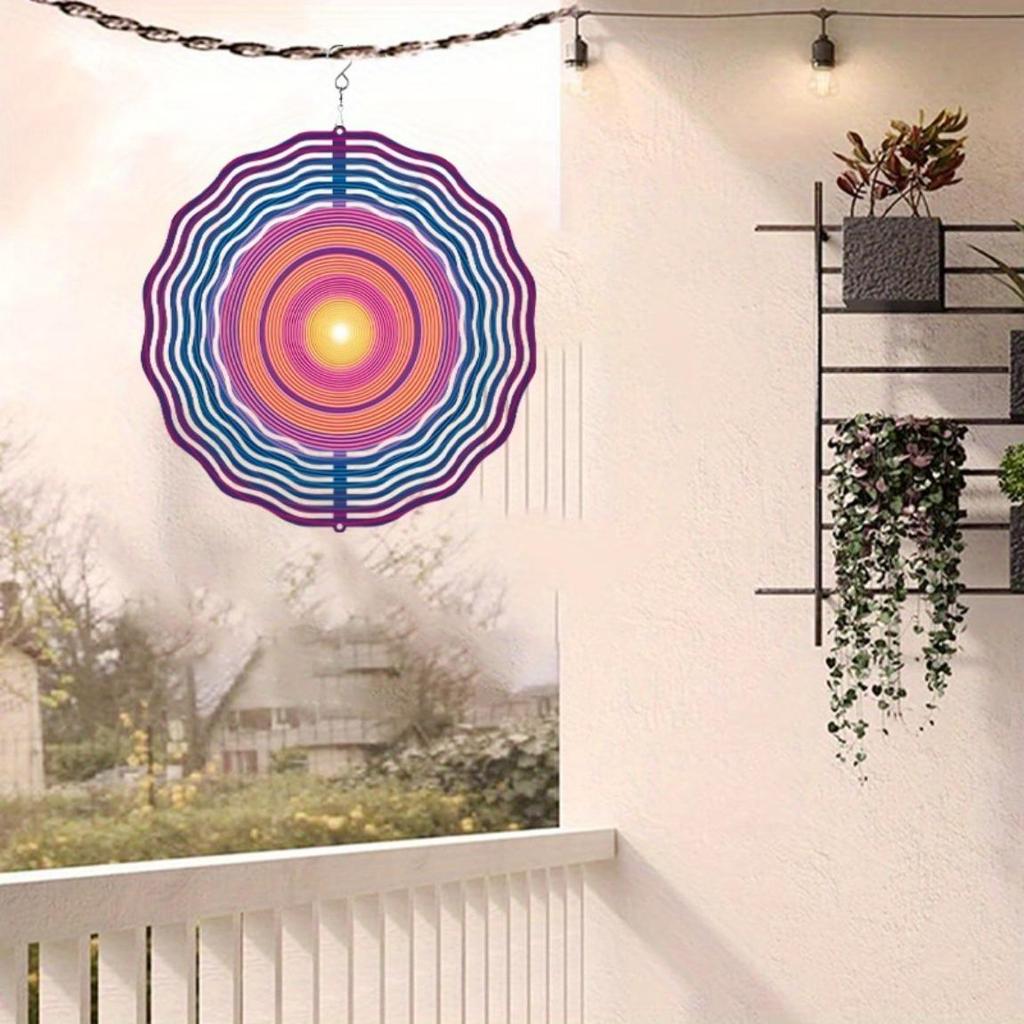 10 Inch Hanging Wind Spinner with Circular Design 360 Degree Rotating Hook for Balcony Lawn Garden Decor Creative Gift Idea