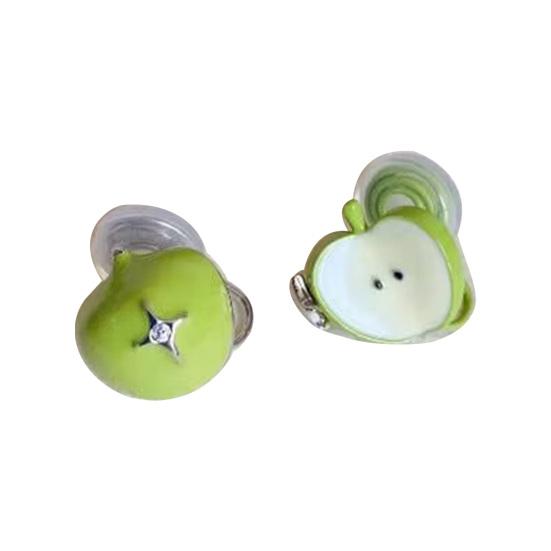 1 Pair Stud Earrings Green Fruit Design High Gloss Glaze Non-Fading Ear Studs Lightweight Girl Earrings Fruit Jewelry