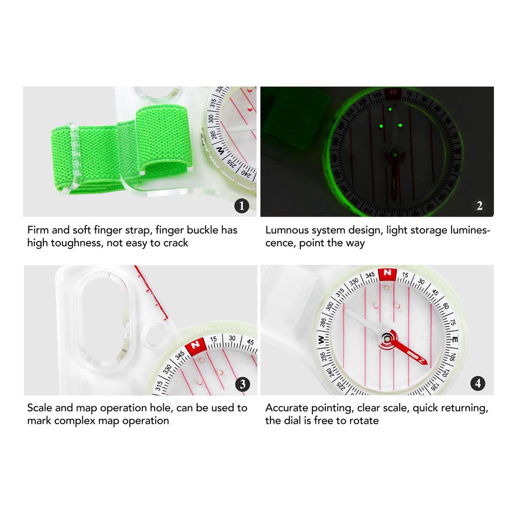 Orienteering Compass Luminous Versatile Sensitive Portable Backpacking Compass for Camping Hiking Map Reading