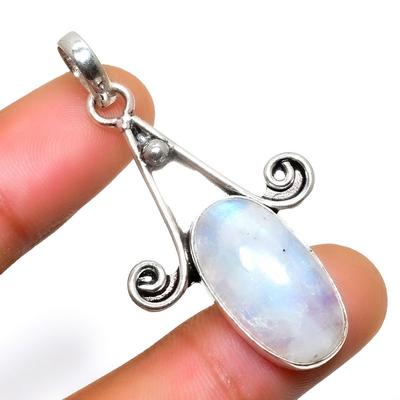 Μενταγιόν Rainbow Moonstone Gemstone 925 Επιχρυσωμένο, Χειροποίητο Κοσμήματα 1,89"