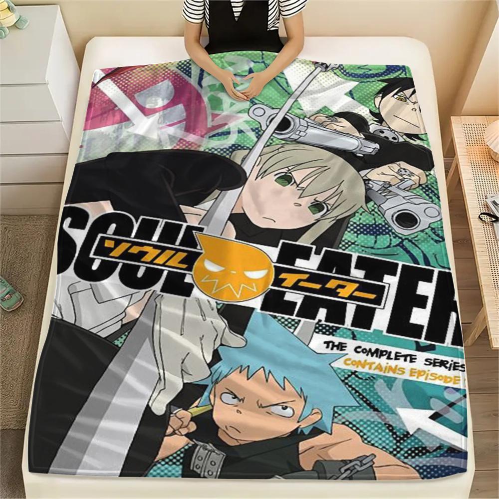 1PC Soul Eater Print Flannel Blanket, High quality Comfortable for All Seasons, Home Decor, Warmth and Comfort, Perfect for Christmas Gifts173