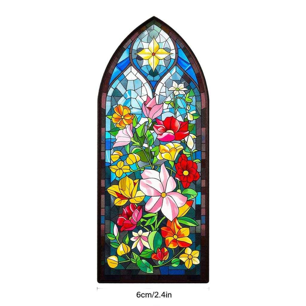 PVC Translucent Bookmark Stained Glass Style Floral Pattern Durable Flexible Material Size 15x6cm Suitable for Books Magazines and Journals