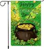 St Patrick's Day Garden Ag 12x18 Inch Double Sided Burlap Happy St Patrick's Day Pot of Gold Shamrocks Coins Outdo YYQ GGO