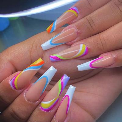 24pcs/Box Press On Nails Manicure Tool Artificial Fake Nails Coffin False Nails Nail Tips Wearable