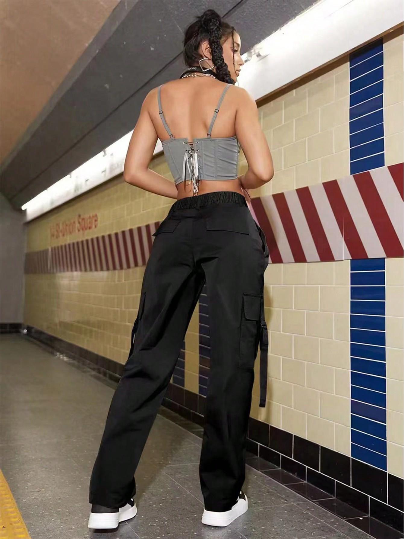 Брюки-карго Rose Beauty с клапанами и боковыми карманами XS фиолетовый/лиловый — фото 4