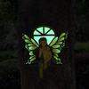 Outside the Window, the Fairy Statue Shines In the Darkness. Wall Art Sculpture, Outdoor Tree Face, Courtyard Decoration (red)