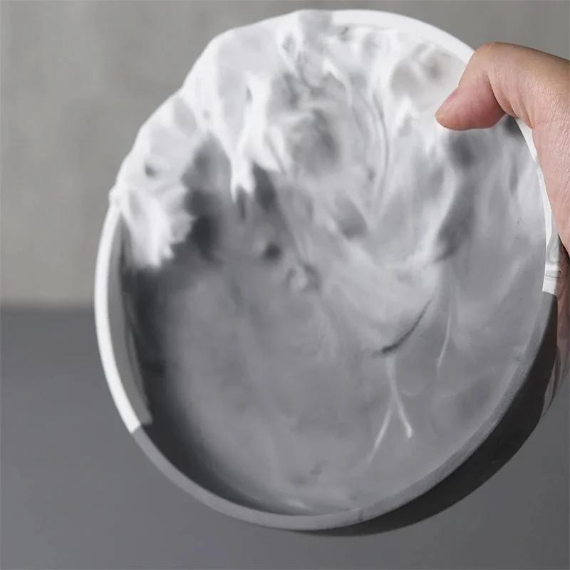 1 Stück Kreative Silikonform für Farbwaschbecken, Kalligrafie-Werkzeugaufbewahrung, runde Schale, Gips-Epoxidharz-Bastelform