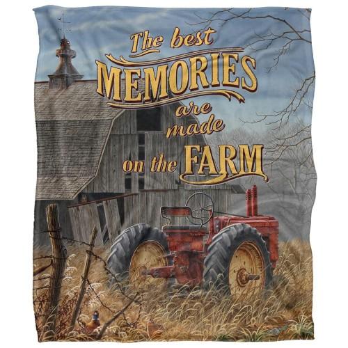 JQ Licensing Memories On The Farm Silky Tractor Supersoft Blanket