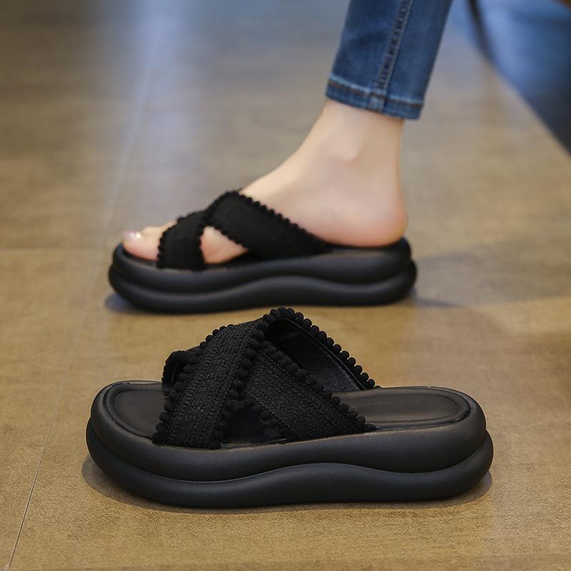 Fashion Shoes Low Rome Fabric Rubber Hoof Heels Cotton Shoes Low Cotton Fabric Rome Rubber Hoof