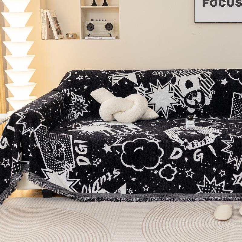 Черный чехол для дивана из синели — фото 4