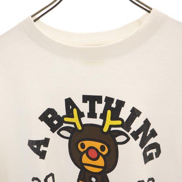 A Bathing Ape Made In Japan Print Short Sleeve T-shirt L White Men's Used