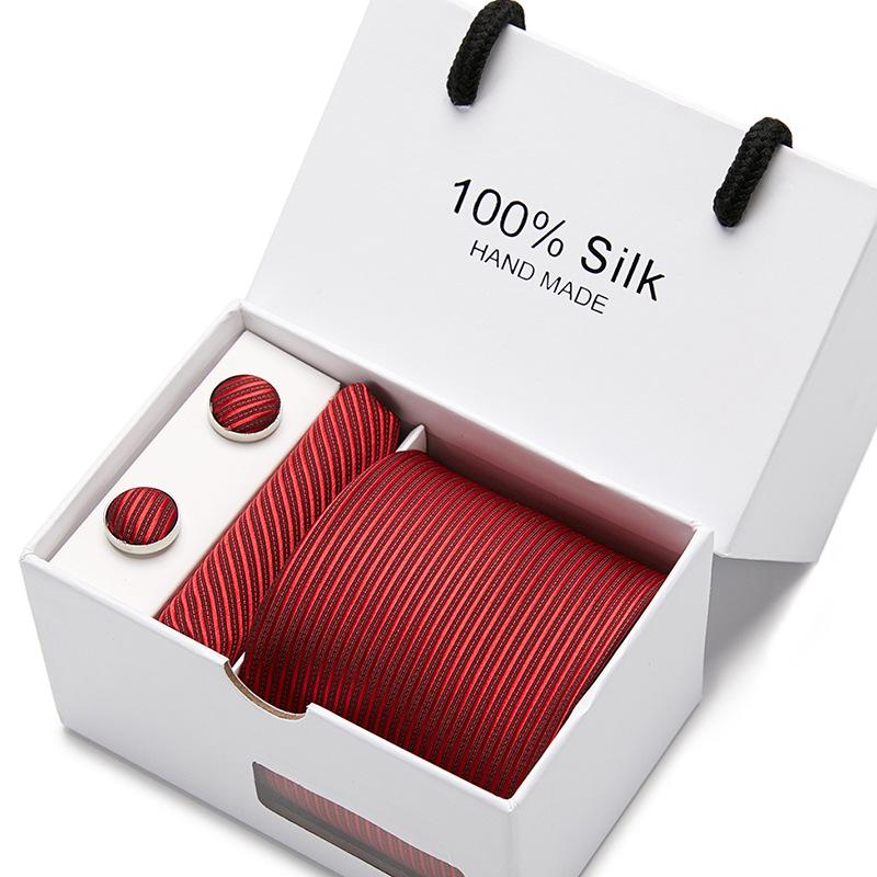 Men'S Tie Gift Box 5-Piece Set Tie Pocket Towel Scarf Cuff
