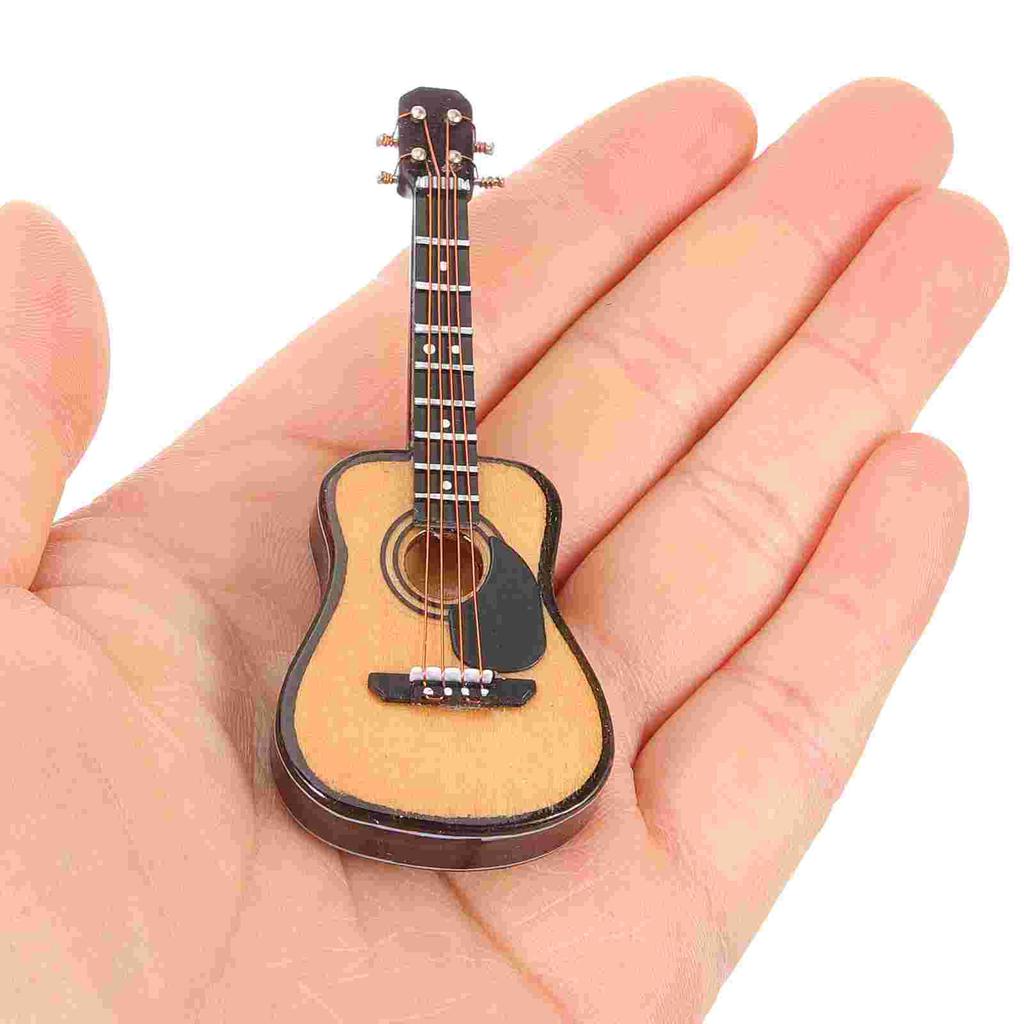 1 set Miniature Solid Basswood Guitar Model Instruments Kids Educational Toy Simulation Musical Plaything Figurines Home
