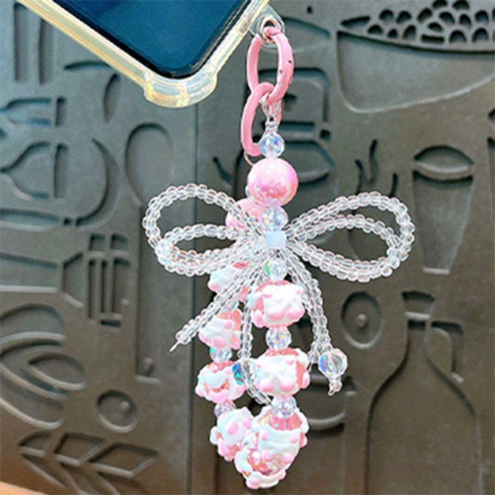Anti-lost Bow Phone Case Lanyard Beaded Colorful Ball Beaded Phone Strap Christmas Gifts