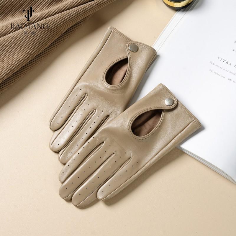 Womens Thin Leather Gloves Driving Cycling Touchscreen Breathable Retro Fashion