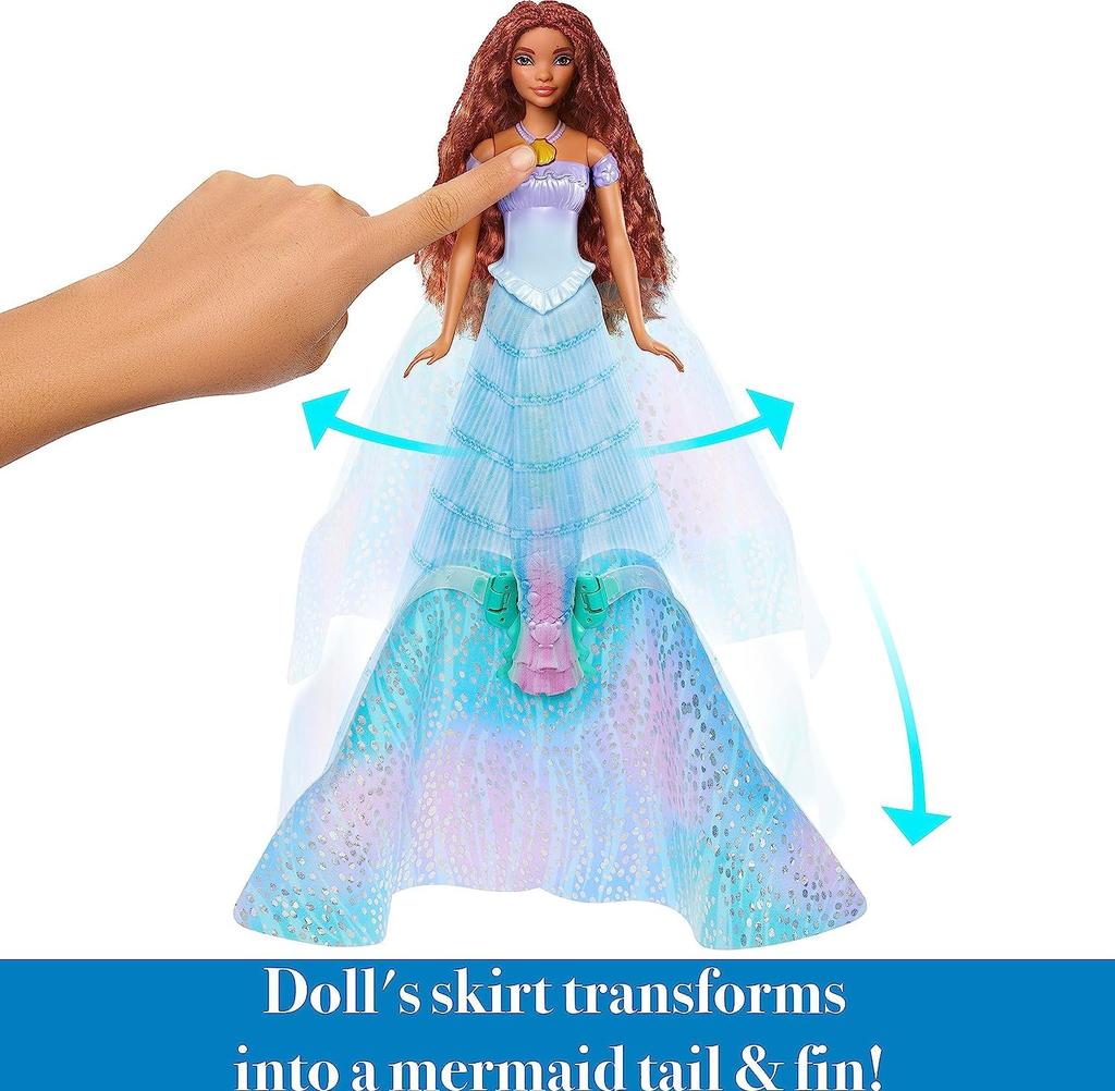 Stiskněte náhrdelník ze skořápek pro přepnutí z člověka na mořskou pannu Disney Malá mořská víla Ariel Módní panenka Cca. 30cm panenka inspirovaná filmem [Použitá]