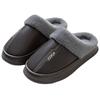 Winter extra large size cotton slippers PU leather slippers waterproof thick-soled home indoor non-slip warm shoes