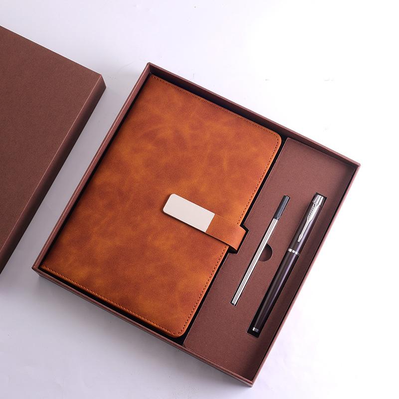 (Gratis gravering av logotyp) A5 kontorsanteckningsbok med presentförpackning, studentdagbok, handbok med spänne, mötesprotokollbok, ämnesanteckningsbok