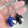 Motorcycle Helmet Keychain Pendant Metal 3D Mini Helmet Keyring Movable Shield Design Personalized Motorcycle Keychain for Men Women