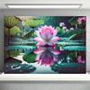 Pink Lotus Pond Tapestry, Water Lily Reflection Background Cloth, Zen Nature Wall Decor