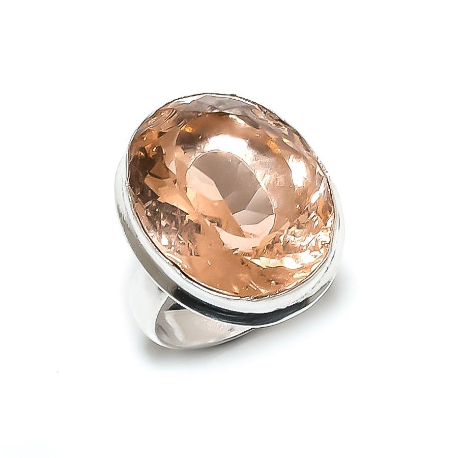 Morganite Gemstone 925 Sterling Silver Jewelry Ring Size 6.5