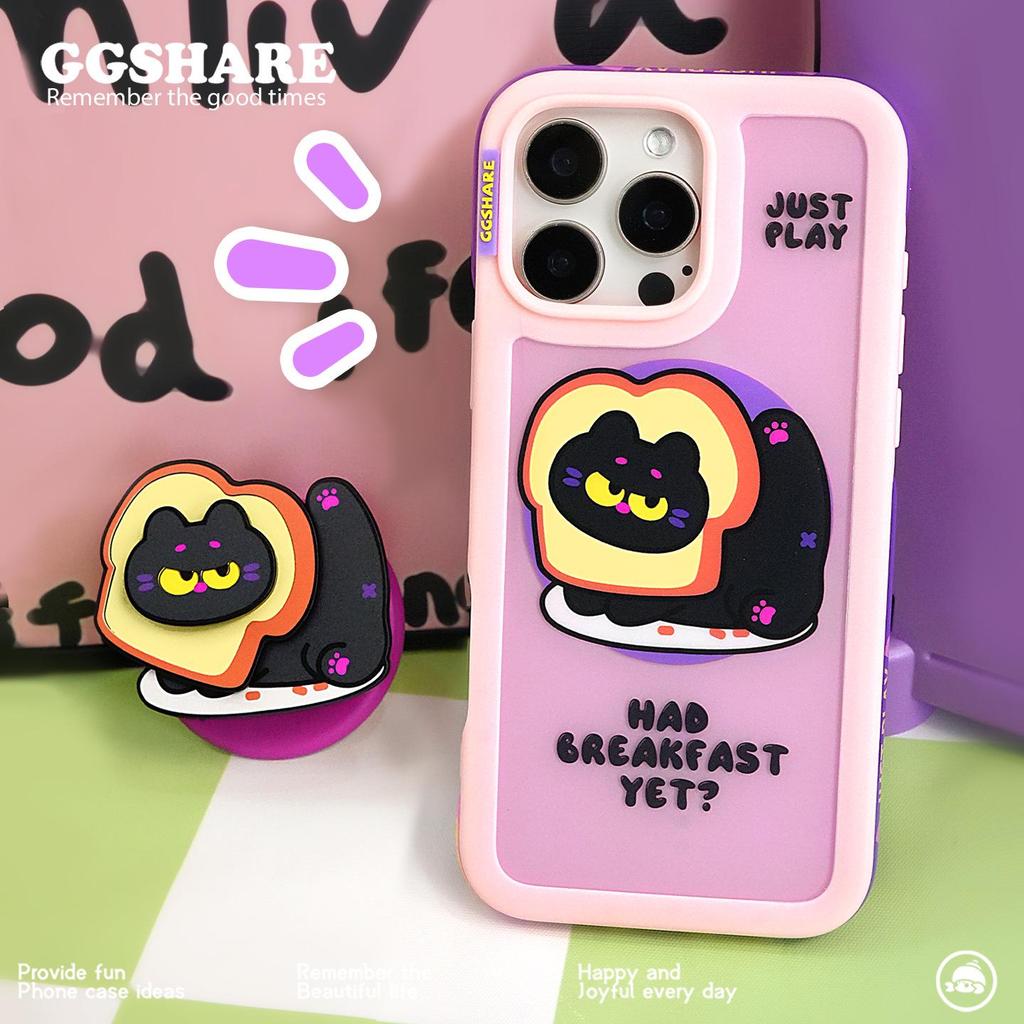 Hermit Crab Toast-Themed iPhone 16/17 Case with Stand & Anti-Lost Wrist Strap