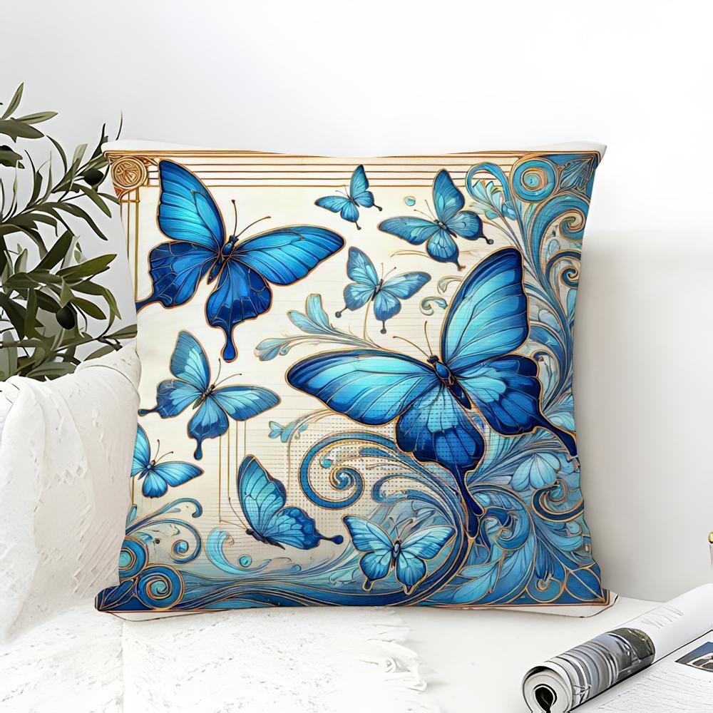 Natural Beautiful Floral And Butterfly Prints Pillow Case Linen Pillow Case Sofa Home Decor Cushion Cover Cushion Cove