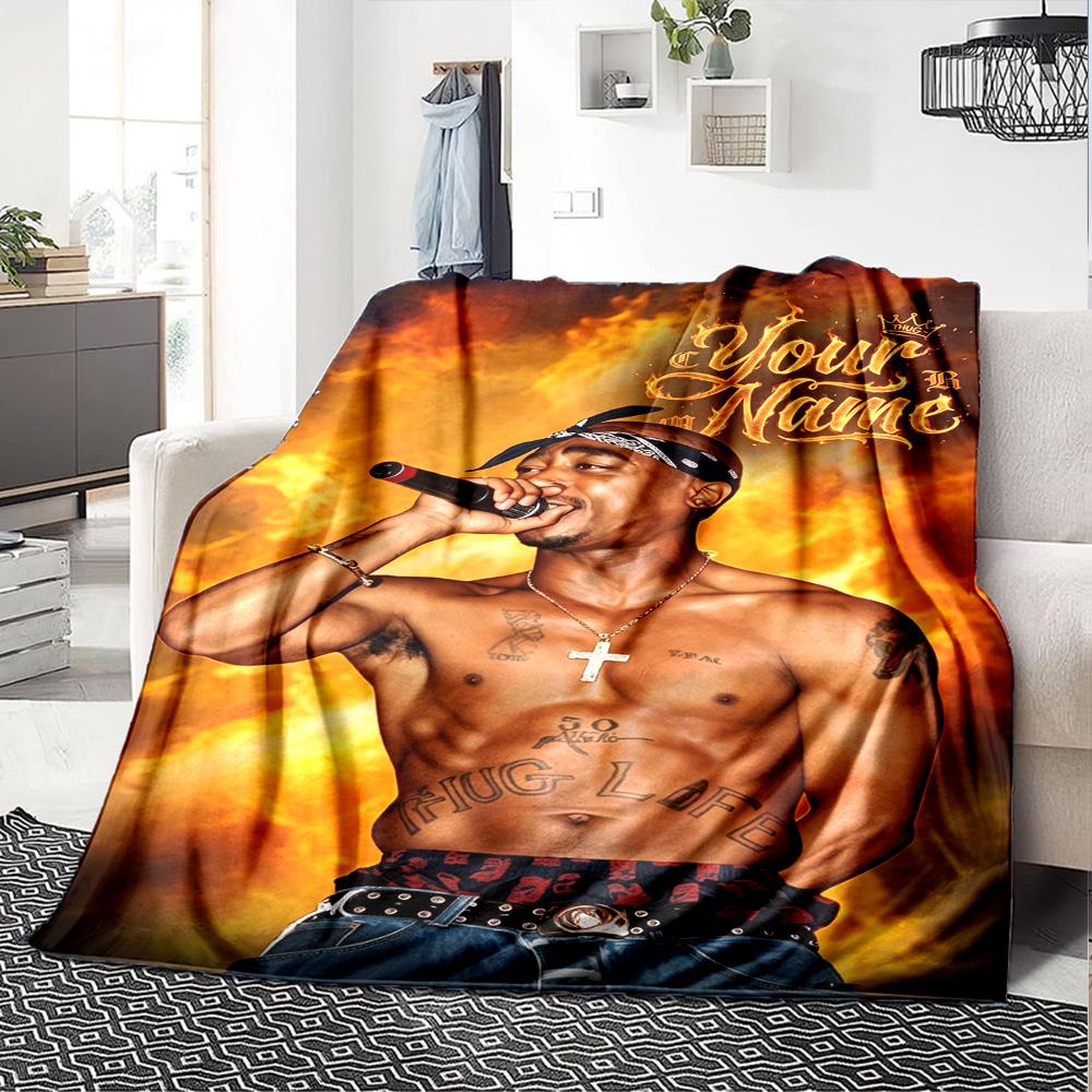 2pac Personalized Text Blanket Multi-purpose Customizable Blanket Soft Warm Cozy Throw For Livingroom Living Room Bed Picnics for All Occasions