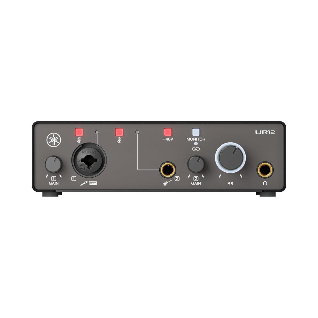 Yamaha UR12MK3 B USB Audio for Music Loopback Black 2.0 Interface, 24-bit/192kHz, 2-in/2-out, Production, Recording, Streaming, Function,