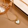 Chic Zircon Shell Heart Necklace for Women Stainless Steel Round Snake Chain Pendant Necklaces Valentine's Jewelry Gifts