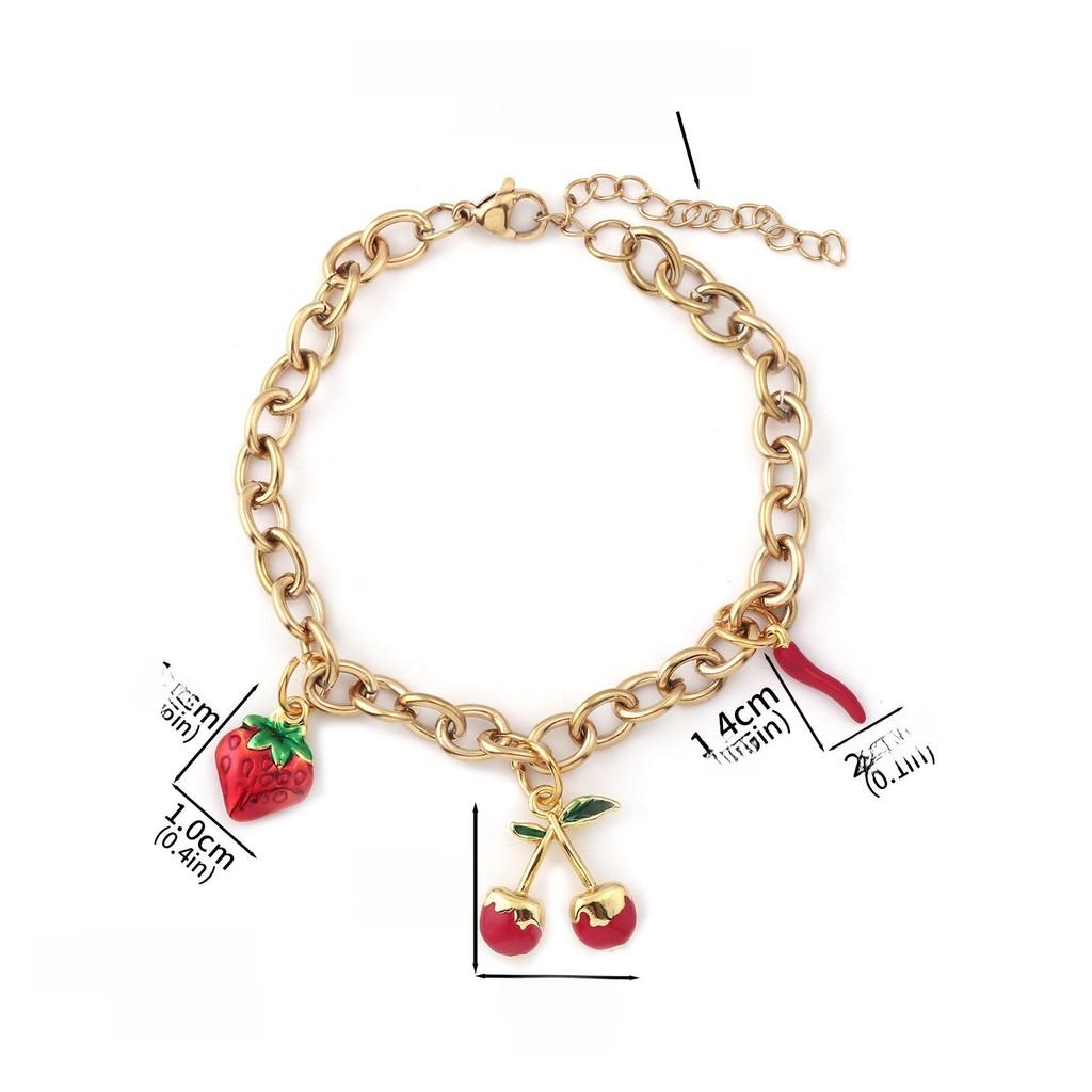 Creative Fruit Charm Bracelet With Metal Finish For Women And Men