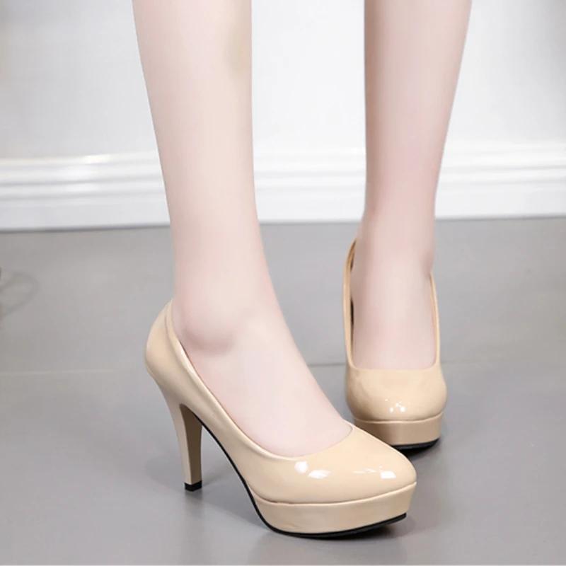 Sexy High Heels Women's Spring Summer Patent Fashion Round Stiletto Wedding Shoes Women's Shoes