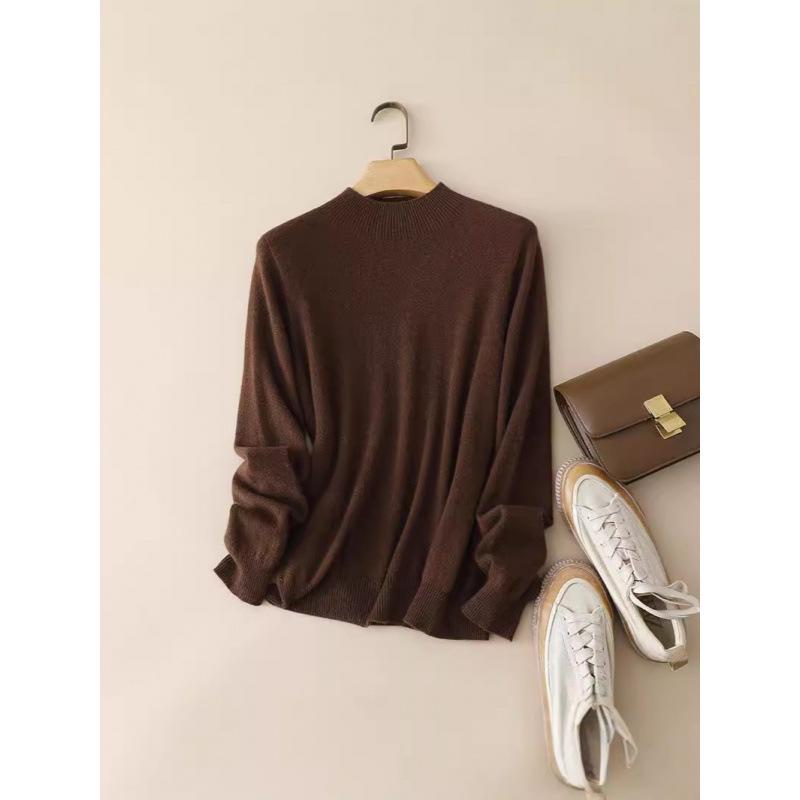 Baby Cashmere Seamless Slim Fit Half-High Neck Sweater