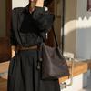 Bucket Bag, Light Luxury Hobo Women's Top Layer Cowhide Tote Bag, Commuting Large Capacity Shoulder Bag, Genuine Leather Women's Bag