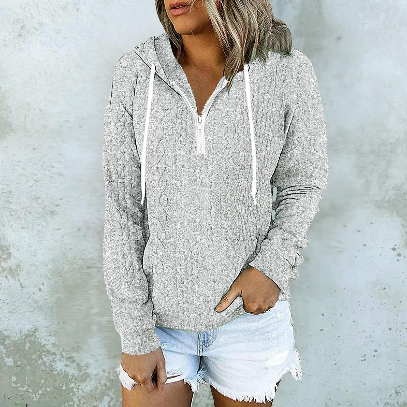 

Women s Solid Casual Dough Twists Texture Drawstring Hoodie Top Sweater S