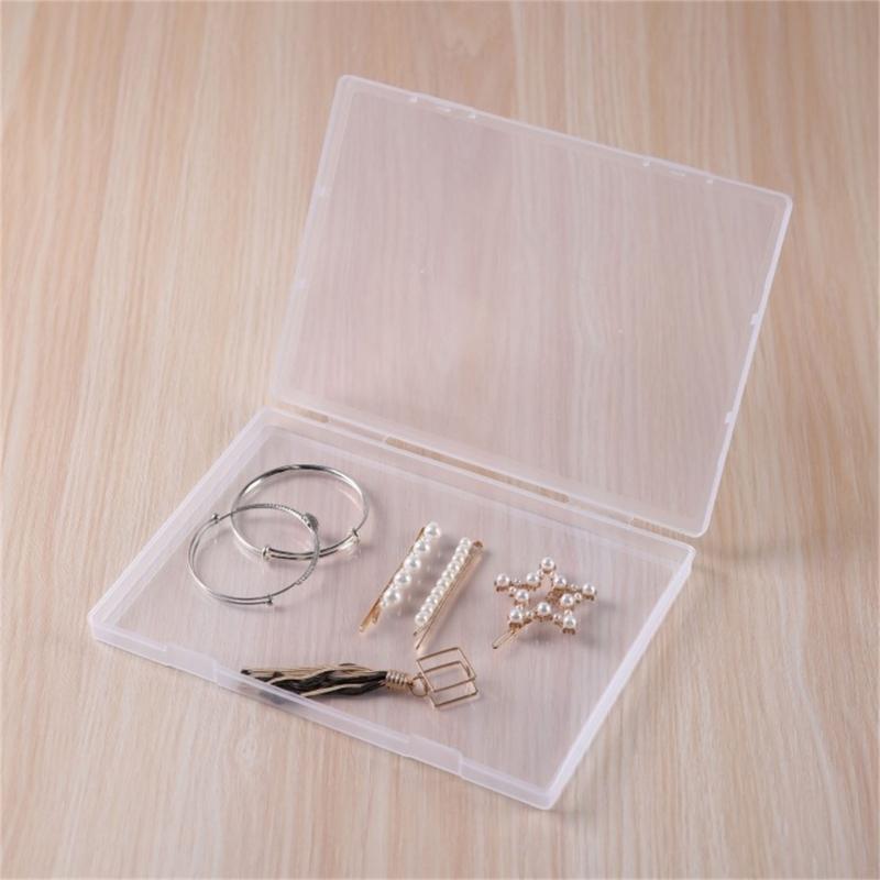 Pack Of 5 Clear Flat Plastic Storage Boxes for Organizing Beads Tools Letter and Papers Transparent Organizers Case