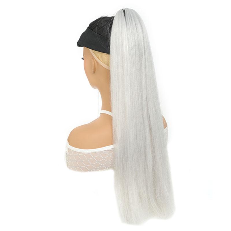 Extensie de coadă de cal împletită de 24 de inci, cu bandă de cauciuc Piesă de păr moale la temperatură înaltă pentru femei, posturi sintetice de uz zilnic