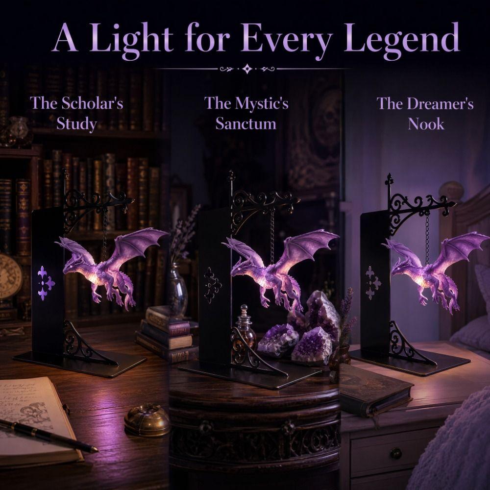 Vintage Bookshelf Lantern Light Purple Bookshelf Ghost Light Dragon Bookshelf Lamp Reading