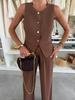 2025 Sleeveless Top & Casual Pants Two-Piece Set for Women - European and American Fashion