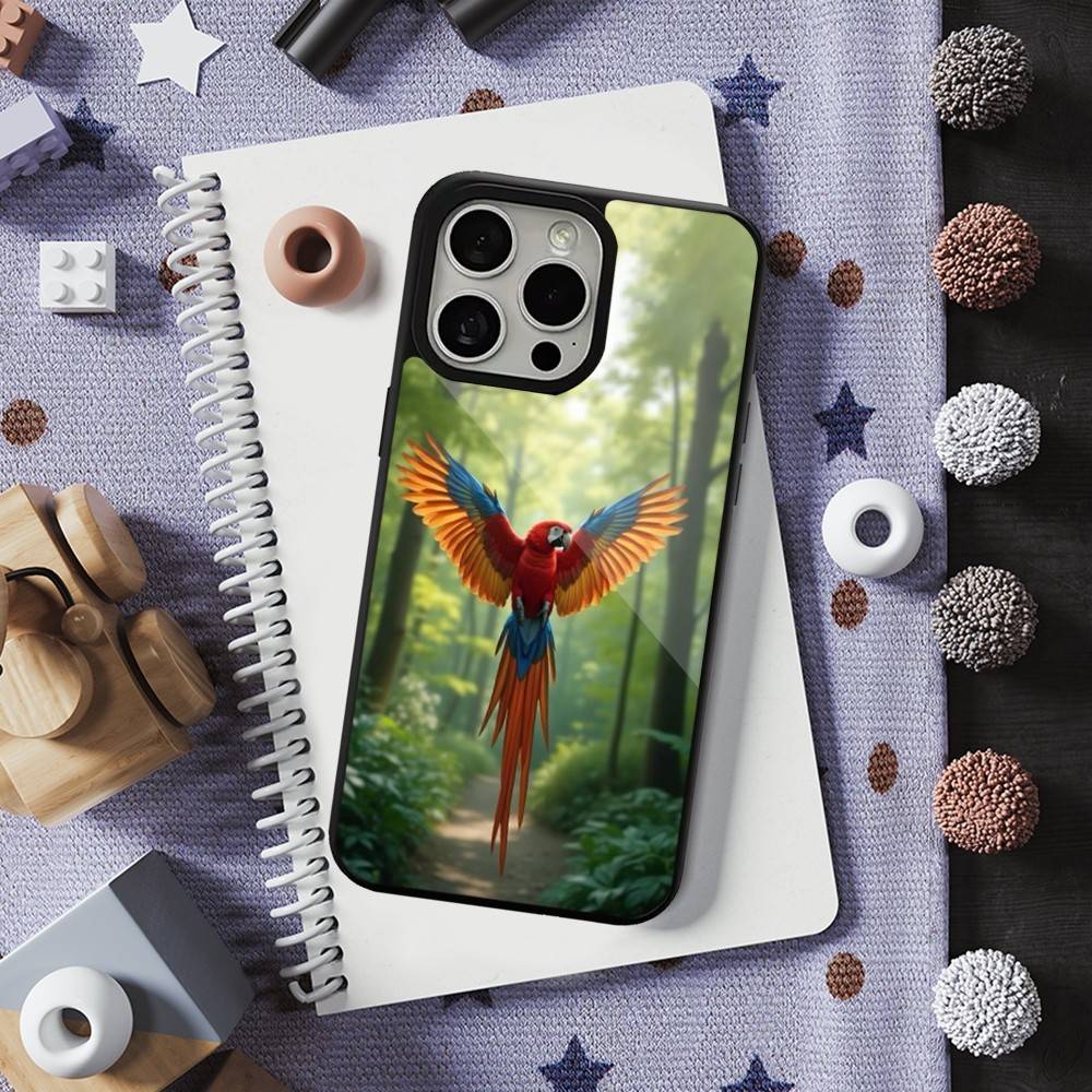 Cute Art Animal Parrot For iPhone 17,14,Plus,12,Pro,Mini,13,Max,11,15,16,For Magsafe,Magnetic Wireless Charging Case